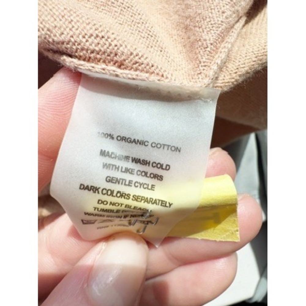 Margaret O'Leary Fitted Organic Cotton Crew Neck Sweater Tan Camel Small - Picture 4 of 5